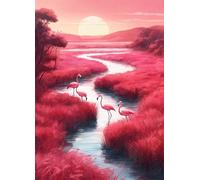 Jigsaw Puzzles for Adults 300 Pieces,Pink Fields Rivers Flamingos puzzles for adults,Classic Educational Games DIY Handwork Puzzle for Home Decor Gift