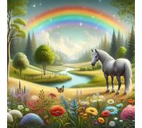 Jigsaw Puzzles for Adults 300 Pieces,Rainbow Horse Landscape jigsaw Puzzle 14x14 inch Challenging puzzles,DIY Puzzles for Home Decoration,Family Puzzle Perfect for Game