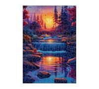 Jigsaw Puzzles for Adults 300 Pieces Sunset Tree River, Challenge High Difficulty, Educational Games Impossible Puzzle, Puzzles for Adults 300 Piece