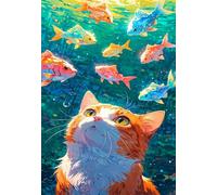 Jigsaw Puzzles for Adults 300, Puzzles for Adults Animal Cat Fishs, Challenging Difficult Logic Puzzle, Puzzle 300 Pieces for Adult 15.6 x 11 inch