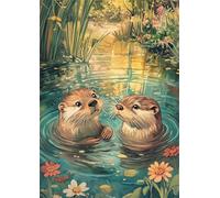 Jigsaw Puzzles for Adults 300, Puzzles for Adults Animal Otter Flowers, Challenging Difficult Logic Puzzle, Puzzle 300 Pieces for Adult 15.6 x 11 inch