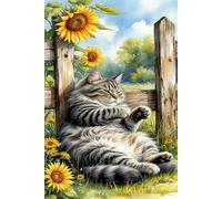 Jigsaw Puzzles for Adults 300, Puzzles for Adults Sunflower Animal Cat, Challenging Difficult Logic Puzzle, Puzzle 300 Pieces for Adult 15.6 x 11 inch