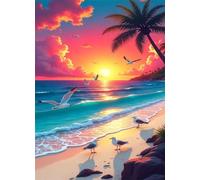 Jigsaw Puzzles for Adults 300 Sunset Beach Seagull 15 x 10.2 inch, Puzzle Educational Games, 300 Pieces for Adults Family Puzzle Game