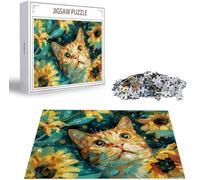 Jigsaw Puzzles for Adults 3000 Cat Jigsaw Puzzle, Family Puzzle Game Christmas Birthday Gifts, Sunflower Jigsaws Puzzles 3000 Pieces for Adults, Home Party Activity for Teenage Boys 14-16 Years B-3606