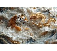 Jigsaw Puzzles for Adults 3000 Dragon Tiger Fight 3000 Piece Jigsaw Puzzles for Adults, Challenging Puzzle Educational Game for The Whole for Women Gifts for Men Room Decor Tiger 48x32 inch RXPT-7919