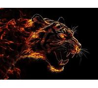 Jigsaw Puzzles for Adults 3000 flame Tiger-2, Challenging Difficult Puzzle Wooden, 3000 Piece Jigsaw Puzzles for Adults Educational Game Decompression, Large Size Wall Art 48 x 31.9 inches w0-323