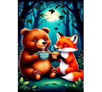Jigsaw Puzzles for Adults 3000 Moon Bear Foxes 48 x 31.9 inch, Puzzle Educational Games, 3000 Pieces for Adults Family Puzzle Game