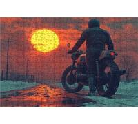 Jigsaw Puzzles for Adults 3000 Motorcycle 3000 Piece Jigsaw Puzzles for Adults, Challenging Puzzle Educational Game for The Whole for Women Gifts for Men Room Decor Small Town 48 x 32 In RXPT-9069