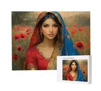 Jigsaw Puzzles for Adults 3000 Piece 122x80cm Challenging Jigsaw Puzzle Educational Game 3000 Pieces Indian Woman Poppy Puzzles for Adult, DIY Craft Puzzle for Home Decoration Gifts x-919