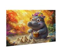 Jigsaw Puzzles for Adults 3000 Piece Beach Jigsaw Puzzle-Colourful, Challenging Game/Brainteasing Adult Jigsaws, The Whole 3D Jigsaw Gifts for Women, Men Beautiful Decoration-Hippopotamus fr0-232