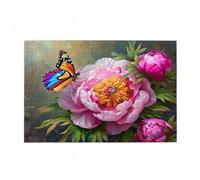 Jigsaw Puzzles for Adults 3000 Piece Butterfly Large Puzzle Peony, Difficult Challenging Family Games for The Whole for Women, Wooden Jigsaws with Gift Box Packaging, Gifts for Women 81x122cm D-33