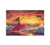 Jigsaw Puzzles for Adults 3000 Piece Dolphin Large Puzzle Woman, Difficult Challenging Family Games for The Whole for Women, Wooden Jigsaws with Gift Box Packaging, Home Room Decor 81x122cm E-1833