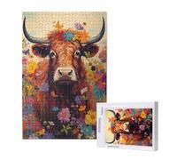 Jigsaw Puzzles for Adults 3000 Piece Flower Jigsaw Puzzles for Adults with Gift Box 81x122cm,Wooden Puzzle Highland Cattle Challenging Puzzle Games Home Decoration,Gifts for The Whole Family,p1551t
