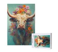 Jigsaw Puzzles for Adults 3000 Piece Flower Jigsaw Puzzles for Adults with Gift Box 81x122cm,Wooden Puzzle Highland Cattle Challenging Puzzle Games Home Decoration,Gifts for The Whole Family,p1549t