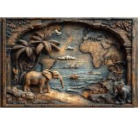 Jigsaw Puzzles for Adults 3000 Piece Jigsaw Puzzles for Adults Elephant Creative Puzzle for Family Educational Games Home Decoration Gifts for Women DIY Puzzle Home Decor Theme: World Map RXPT-9142