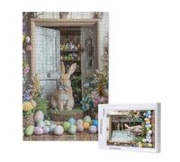 Jigsaw Puzzles for Adults 3000 Piece Rabbit Jigsaw Puzzles for Adults with Gift Box 81x122 cm,Wooden Puzzle Easter Egg Challenging Puzzle Games Home Decoration, for The Whole Family,p1532t