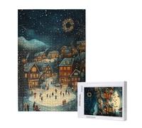 Jigsaw Puzzles for Adults 3000 Piece Winter Jigsaw Puzzles for Adults with Gift Box 81x122 cm,Wooden Puzzle Small Town Challenging Puzzle Games Home Decoration, for The Whole Family,p1776t