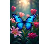 Jigsaw Puzzles for Adults 3000 Pieces, Lily Blue Butterfly Puzzles for Adults 3000 Pieces, Challenging Puzzle 48x32 inch, Interactive Puzzle Gift for Stress Selief and Relaxation