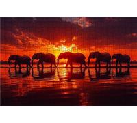 Jigsaw Puzzles for Adults 3000 Sunset 3000 Piece Jigsaw Puzzles for Adults, Challenging Puzzle Educational Game for The Whole for Women Gifts for Men Wall Art Room Decor Elephant 48x32 in RXPT-8689