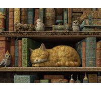 Jigsaw Puzzles for Adults 3000P, Large High Definition Puzzle Wooden, Relaxing Mind Game for Stress Relief, Creative Hobby Craft,Room Wall Decor, Gifts for Men Women 48 x 31.9 inches Cat Book-2 f0-696