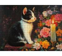 Jigsaw Puzzles for Adults 3000P, Large High Definition Puzzle Wooden, Relaxing Mind Game for Stress Relief, Creative Hobby, Room Wall Decor, Gifts for Men Women 48 x 31.9 inches Cat Flower-3 f0-706