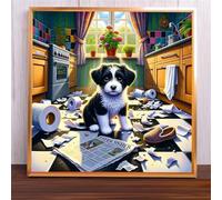 Jigsaw Puzzles for Adults 35 Piece Messy Kitchen Dog, Jigsaws 35 pieces for adults Family Activity, Challenging puzzles Games, Colourful, Beautiful Decoration Puzzle