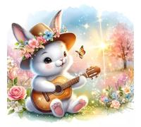 Jigsaw Puzzles for Adults 35 piece Rabbit Guitar, 35 Piece Difficult jigsaw puzzles for adults, Challenging Jigsaws 35 pieces, Puzzle Game for The Whole for Women, Gifts for Men 30x30cm