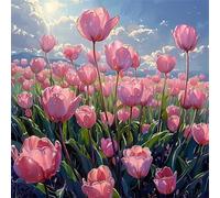 Jigsaw Puzzles for Adults 35 Piece Sea of Tulips 28x28cm, Creative puzzles for adults 35 Piece Funny and Artistic Christmas Birthday Gifts for Boys Girls
