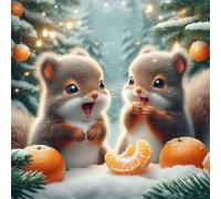 Jigsaw Puzzles for Adults 35 Piece Winter Squirrel Oranges 28x28cm, Creative puzzles for adults 35 Piece Funny and Artistic Christmas Birthday Gifts for Boys Girls