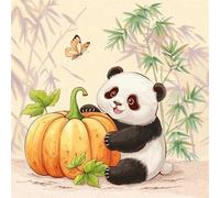 Jigsaw Puzzles for Adults 35 Pieces Cartoon Pumpkin Panda, Puzzles for Adults, Challenging Game, Impossible Hard Challenge, Puzzle for Adult 35 Pieces