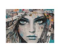 Jigsaw Puzzles for Adults 38x26cm/1000pcs Abstract Collage Portrait with Blue Eyes Puzzle for Adults Relax Games Difficult Hard Gifts for Friends And Family 38x26cm/1000pcs