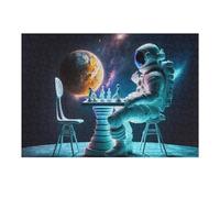 Jigsaw Puzzles for Adults 38x26cm/1000pcs Astronaut Playing Chess in Space Jigsaw Toy Wall Decor Difficult Hard Deal As Gifts for The Whole Family 38x26cm/1000pcs