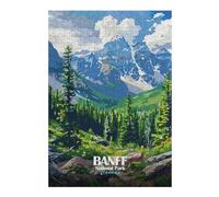Jigsaw Puzzles for Adults 38x26cm/1000pcs Banff National Park Canada Illustration Jigsaw Puzzle Toy Wall Decor Difficult Challenge Deal As Gifts for The Whole Family 38x26cm/1000pcs