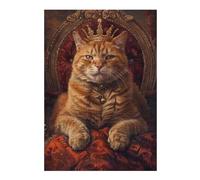 Jigsaw Puzzles for Adults 38x26cm/1000pcs Cat Queen Crown Throne Puzzles for Adults Relax Games Presents for Women Fun Activities at Home 38x26cm/1000pcs