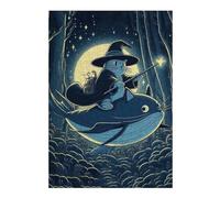 Jigsaw Puzzles for Adults 38x26cm/1000pcs Cat Wizard Riding Whale in Forest Adult Jigsaw Puzzle Relaxing Games Analysis And Logic Fun Activities at Home 38x26cm/1000pcs