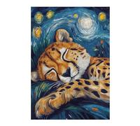 Jigsaw Puzzles for Adults 38x26cm/1000pcs Cheetah Sleeping Under Starry Night Puzzles for Adults Anti-Stress Toys Improve Memory Deal As Gifts for The Whole Family 38x26cm/1000pcs