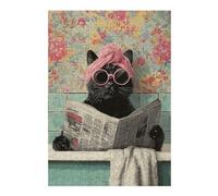Jigsaw Puzzles for Adults 38x26cm/1000pcs Chill Cat in Sunglasses Reading Newspaper -1 Jigsaws for Adults Relaxing Games Home Decoration Unique Birthday And Xmas Gifts 38x26cm/1000pcs
