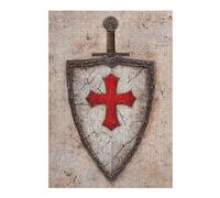 Jigsaw Puzzles for Adults 38x26cm/1000pcs Crusader Shield And Sword Adult Jigsaw Puzzle Brain Teaser Game A Work of Art Challenging To Complete 38x26cm/1000pcs