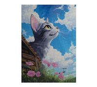 Jigsaw Puzzles for Adults 38x26cm/1000pcs Cute Cat Look at The Sky Jigsaw for Adults Brain Teaser Game A Work of Art Birthday Present, Gifts, 38x26cm/1000pcs