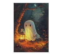 Jigsaw Puzzles for Adults 38x26cm/1000pcs Cute Spooky Ghost Holding A Lantern Puzzle for Adults Relaxing Games Perfect Decoration for Birthday, Chrismas 38x26cm/1000pcs