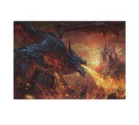 Jigsaw Puzzles for Adults 38x26cm/1000pcs Dragon Breathing Fire Artwork Jigsaw Relaxing Games Analysis And Logic Unique Birthday And Xmas Gifts 38x26cm/1000pcs