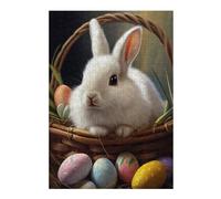 Jigsaw Puzzles for Adults 38x26cm/1000pcs Easter Basket with Bunny Jigsaw Puzzle Toy Wall Decor Difficult Challenge Deal As Gifts for The Whole Family 38x26cm/1000pcs
