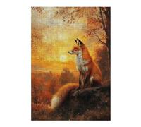Jigsaw Puzzles for Adults 38x26cm/1000pcs Fox at Sunset Adult Puzzles Hands-on Game Stress Reliever Fun at Home Activities, 38x26cm/1000pcs