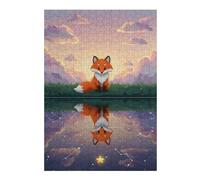 Jigsaw Puzzles for Adults 38x26cm/1000pcs Fox Reflection on Starry Water Puzzle for Adults Relaxing Games Perfect Decoration for Birthday, Chrismas 38x26cm/1000pcs