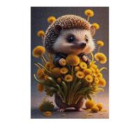 Jigsaw Puzzles for Adults 38x26cm/1000pcs Hedgehog with Yellow Flowers Jigsaw for Adults Toy Wall Decor Presents for Women Great Gift for Gaming 38x26cm/1000pcs