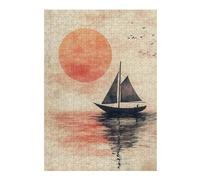 Jigsaw Puzzles for Adults 38x26cm/1000pcs Japanese Sailboat Sunset Puzzle for Adults Relaxing Games Stress Reliever Help The Brain Exercise 38x26cm/1000pcs