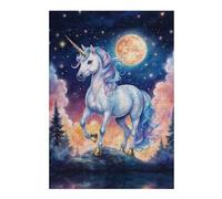 Jigsaw Puzzles for Adults 38x26cm/1000pcs Magical Unicorn Under The Moonlight Puzzles for Adults Relaxing Games Improve Memory Gifts for Friends And Family 38x26cm/1000pcs