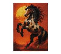 Jigsaw Puzzles for Adults 38x26cm/1000pcs Majestic Horse Rearing Under A Fiery Sky Jigsaw Puzzle Toy Wall Decor Difficult Challenge Deal As Gifts for The Whole Family 38x26cm/1000pcs