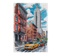 Jigsaw Puzzles for Adults 38x26cm/1000pcs NYC Street Scene with Empire State Building Jigsaw Puzzle DIY Toys Enhance Memory Gifts for Friends And Family 38x26cm/1000pcs