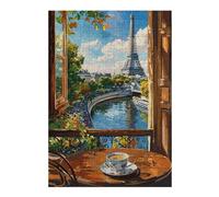 Jigsaw Puzzles for Adults 38x26cm/1000pcs Parisian View with Coffee Cup Jigsaw Puzzle Toy Wall Decor Difficult Challenge Deal As Gifts for The Whole Family 38x26cm/1000pcs